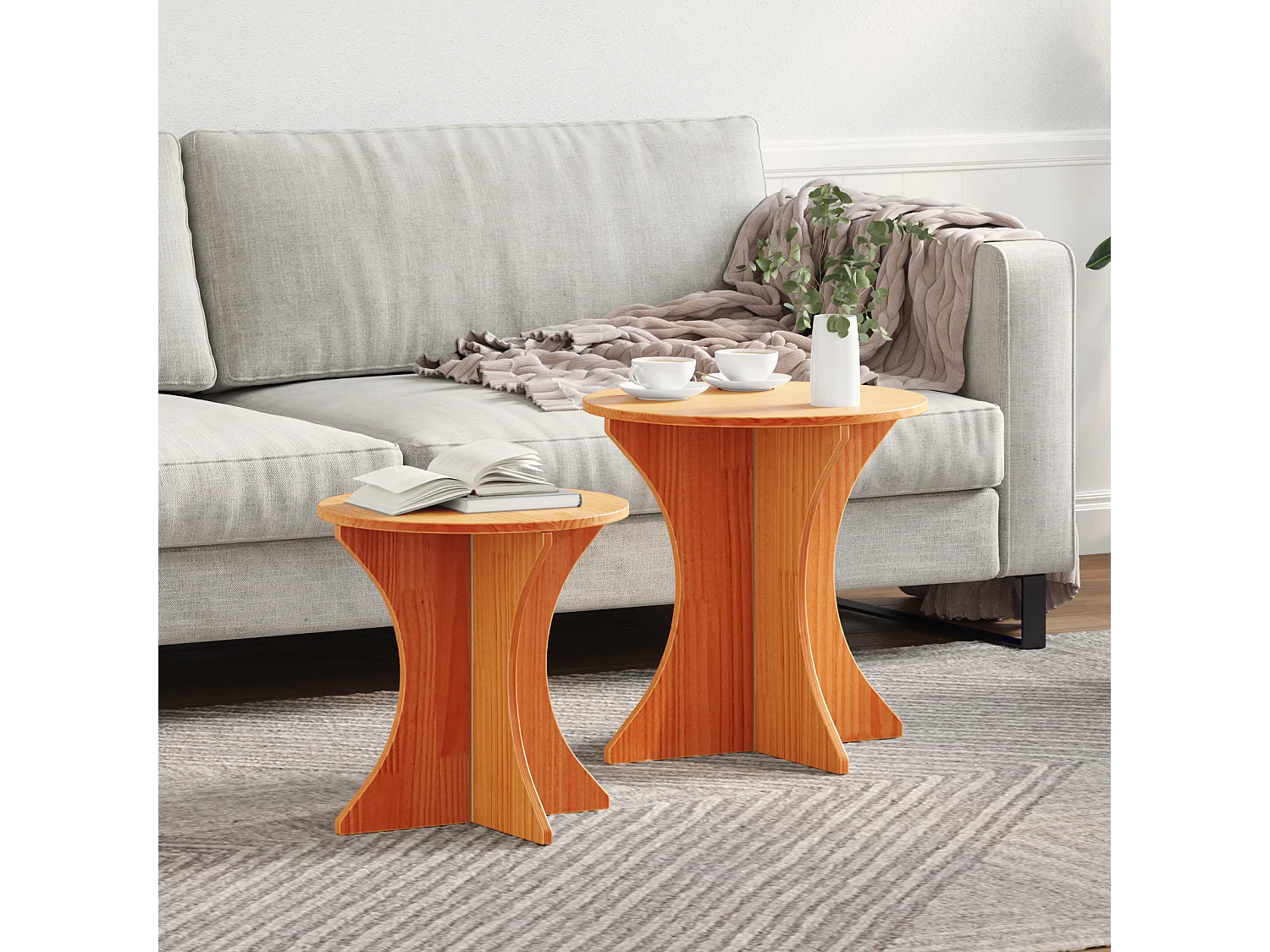 Mesa de Café 2 piezas Marrón cera 46 x 46 x 47 cm