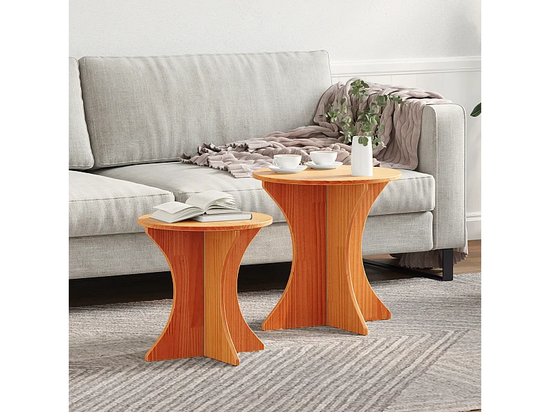 Mesa de Café 2 piezas Marrón cera 46 x 46 x 47 cm