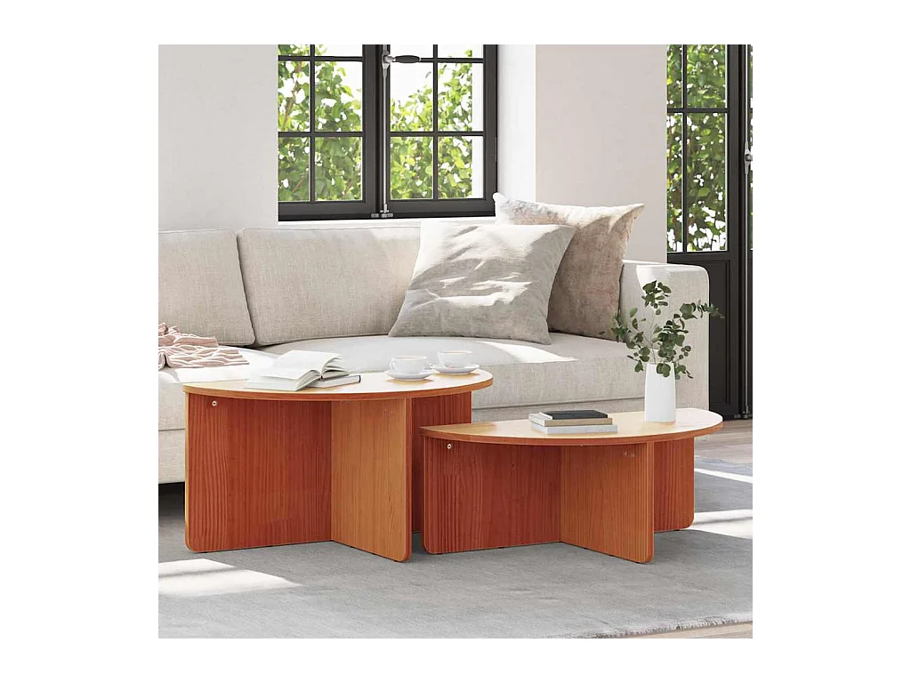 Salontafel 2 pcs Wasbruin 79 x 39,5 x 40 cm Massief grenenhout