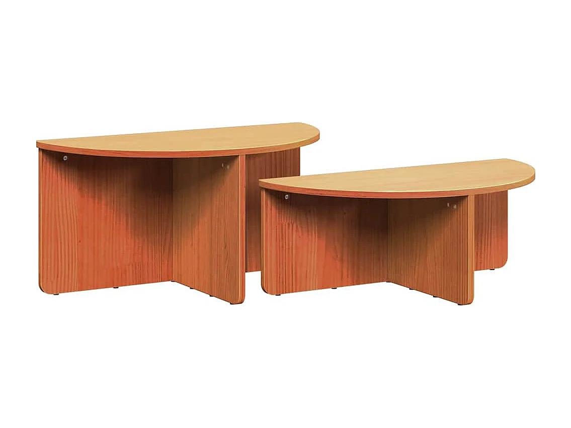 Mesa de Café 2 piezas Marrón cera 79 x 39.5 x 40 cm