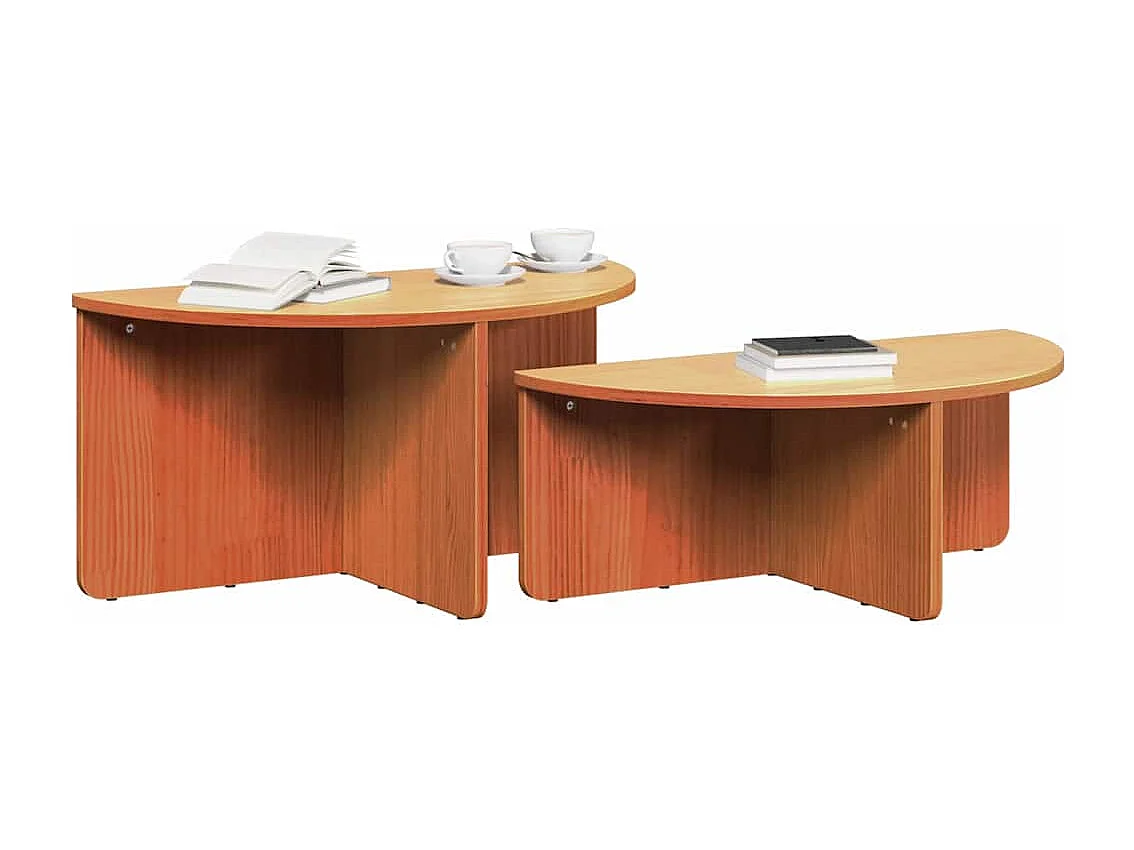 Mesa de Café 2 piezas Marrón cera 79 x 39.5 x 40 cm