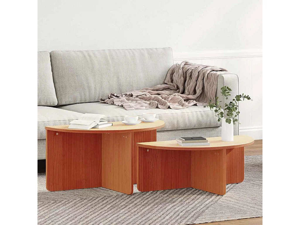 Mesa de Café 2 piezas Marrón cera 79 x 39.5 x 40 cm