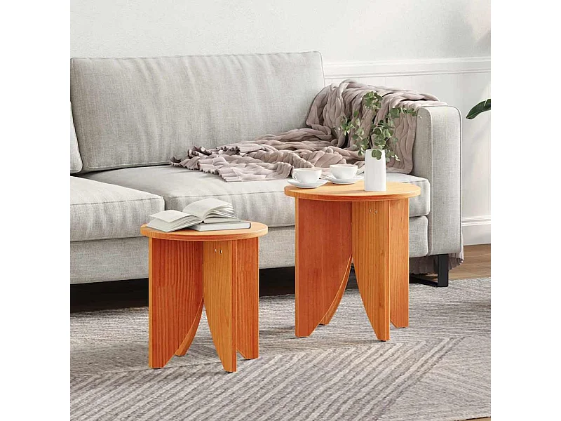 Table basse 2 pièces Marron cire 41,5 x 41,5 x 44 cm