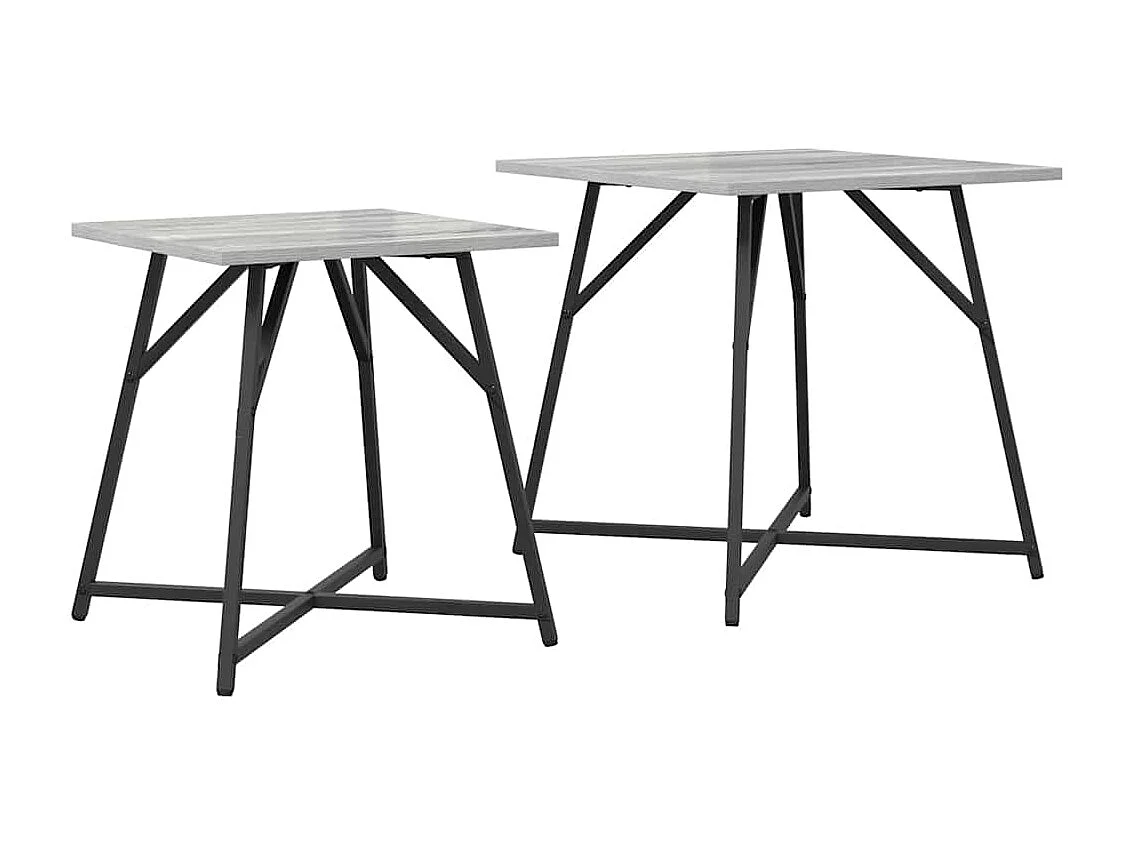 Ensemble de tables d'appoint 2 pièces Gris sonoma et Noir
