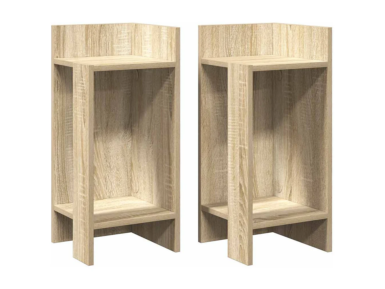 Mesas auxiliares 2 uds con estante roble sonoma 25,5x27x60 cm