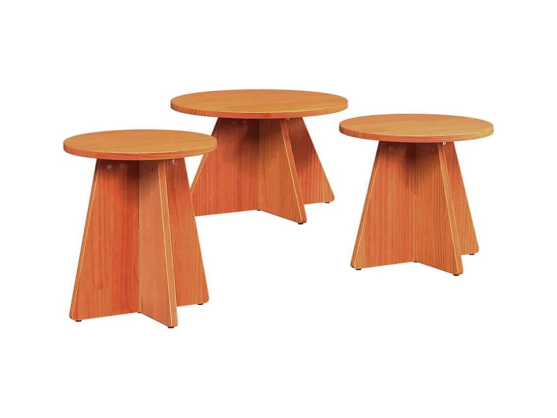 Table basse 3 pièces Marron cire 49 x 49 x 30 cm