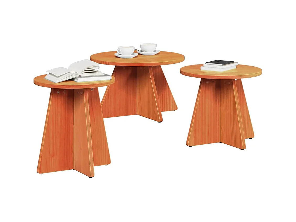 Table basse 3 pièces Marron cire 49 x 49 x 30 cm