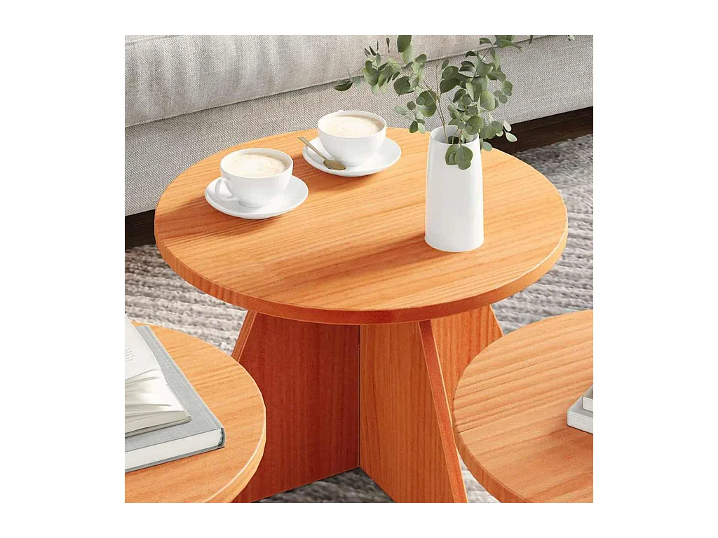 Table basse 3 pièces Marron cire 49 x 49 x 30 cm