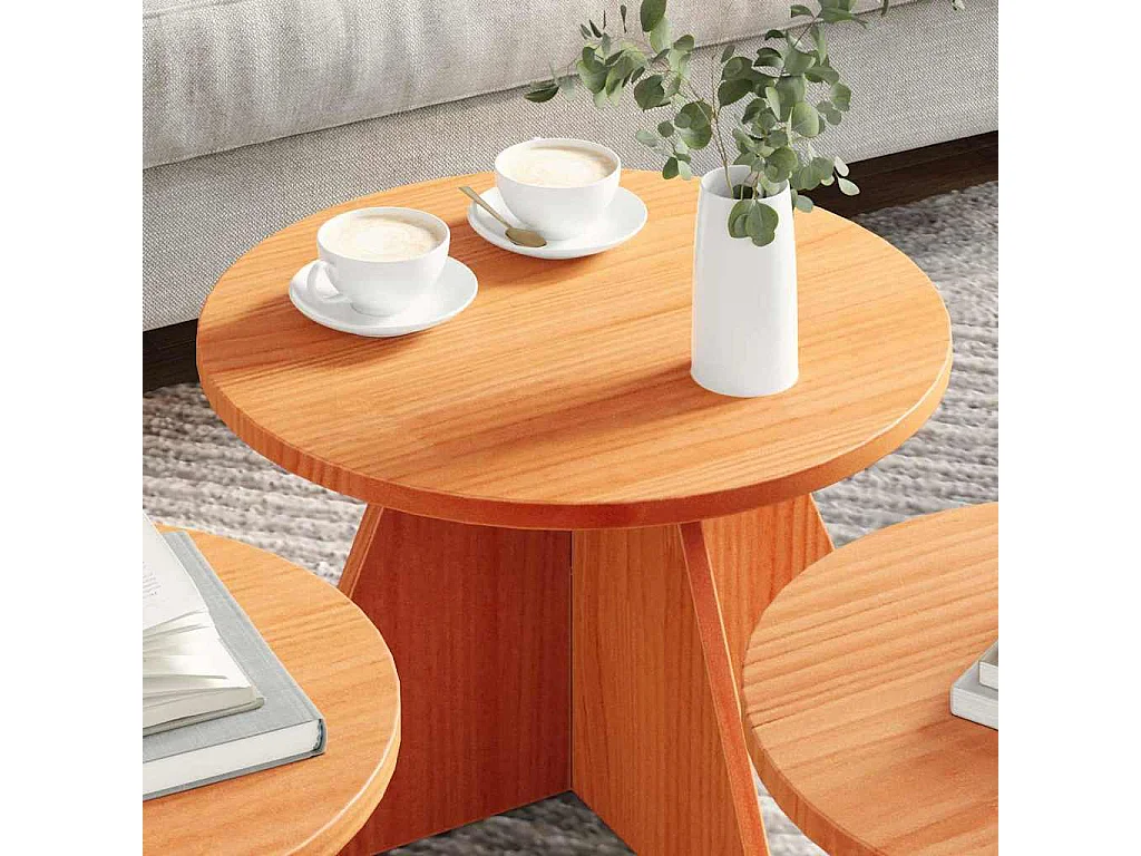 Mesa de Café 3 piezas Marrón cera 49 x 49 x 30 cm