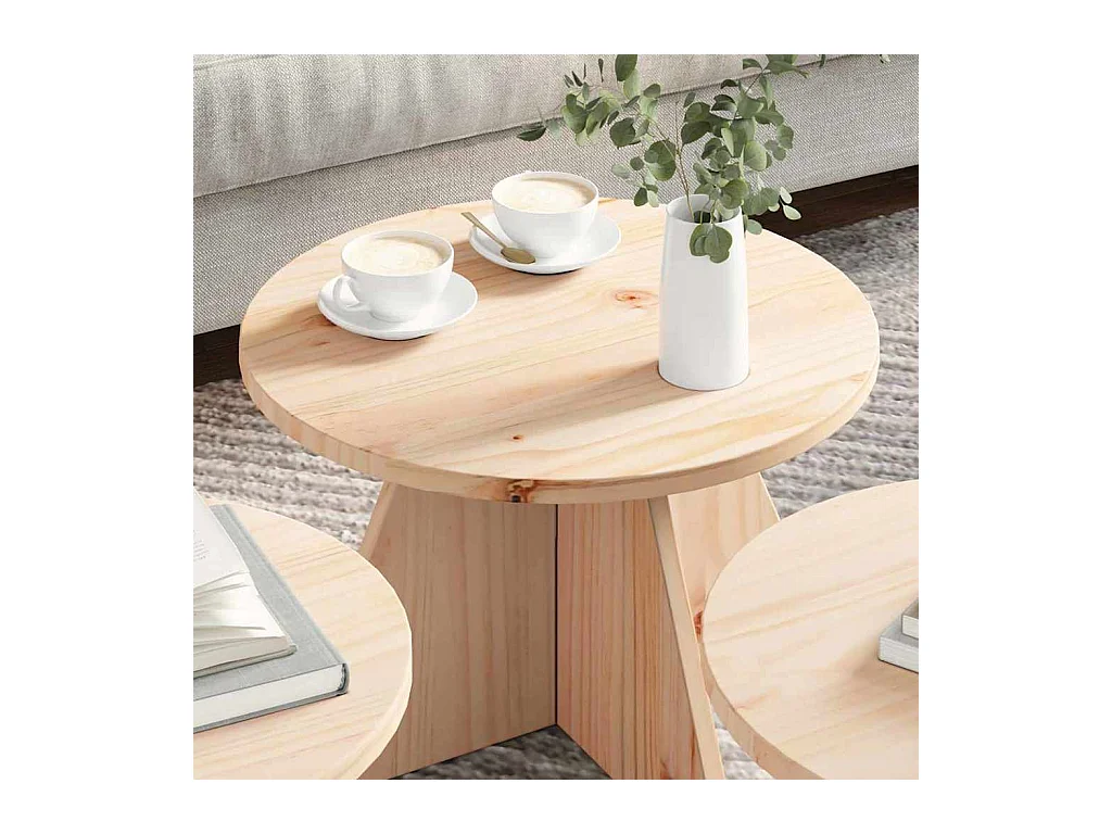 Table basse 3 pièces Naturel 49 x 49 x 30 cm Bois massif en pin