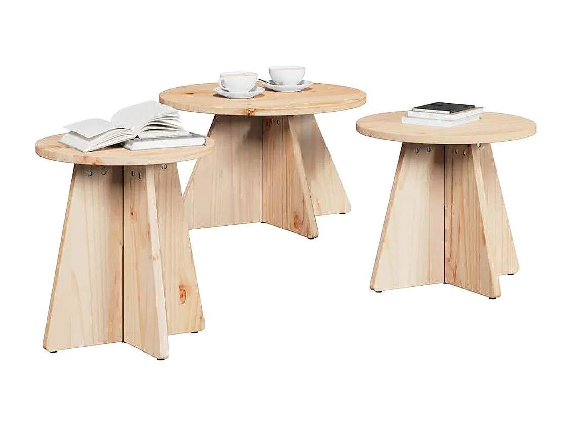 Mesa de Café 3 piezas Natural 49 x 49 x 30 cm