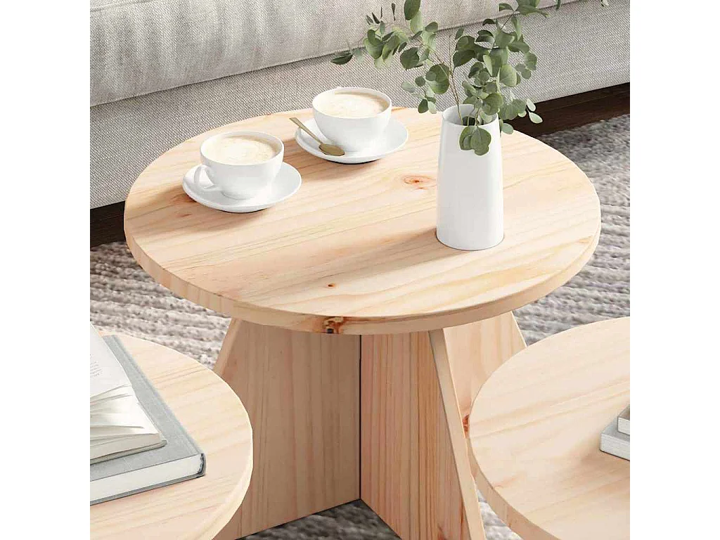 Mesa de Café 3 piezas Natural 49 x 49 x 30 cm