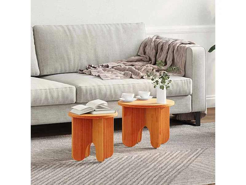 Mesa de Café 2 piezas Marrón cera 39.5 x 39.5 x 30 cm