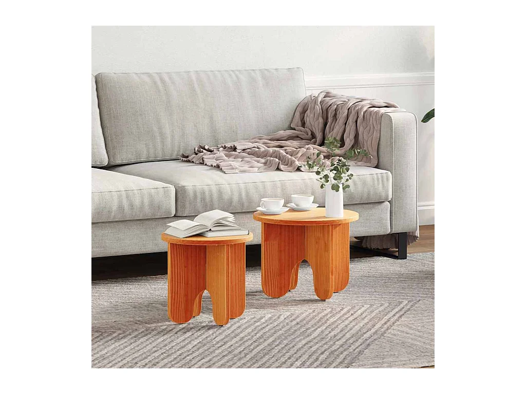 Table basse 2 pièces Marron cire 39,5 x 39,5 x 30 cm