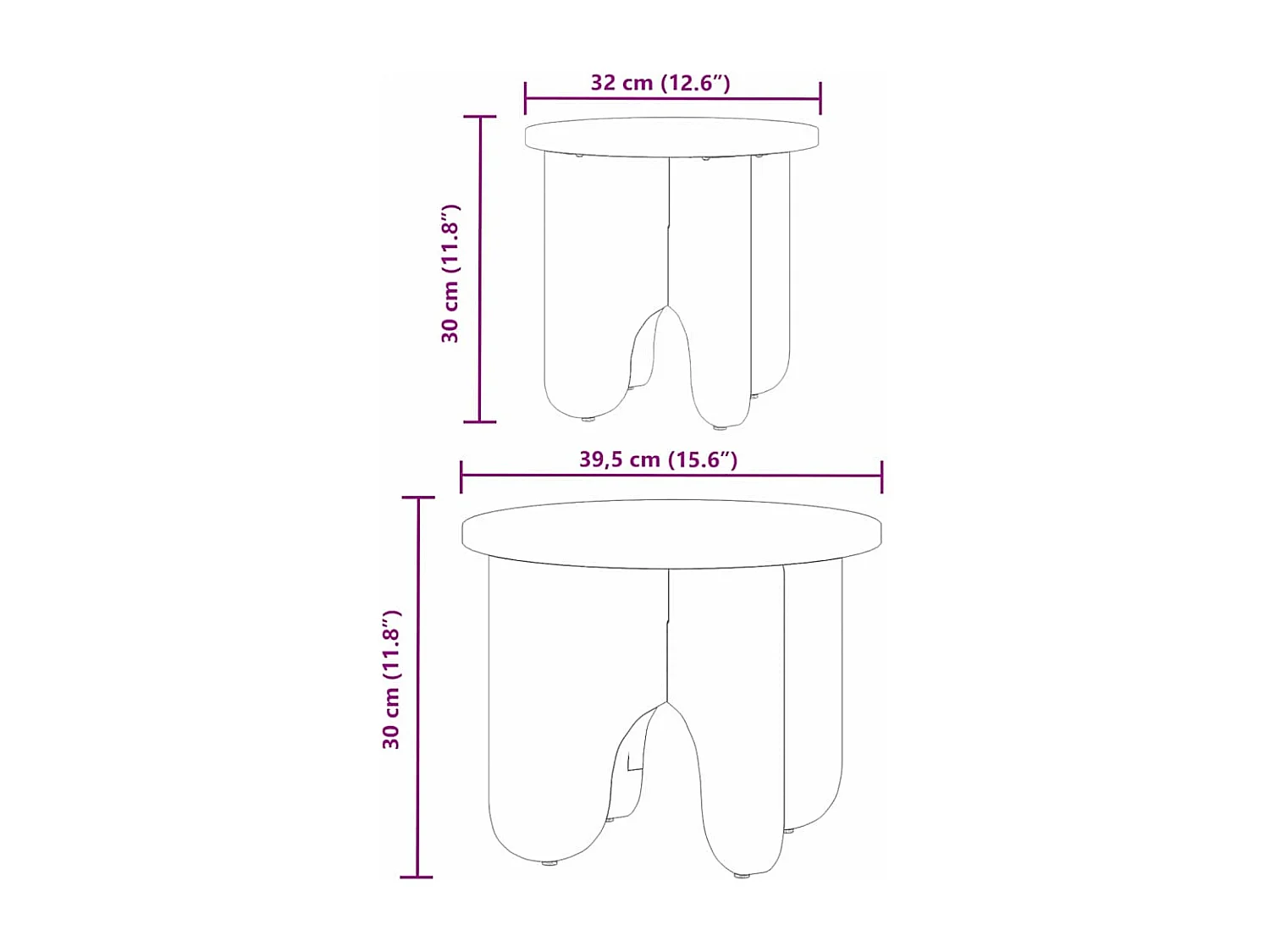 Table basse 2 pièces Marron cire 39,5 x 39,5 x 30 cm