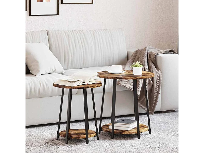 Bijzettafelset 2 pcs Gerookt eiken en zwart 50 x 50 x 51 cm