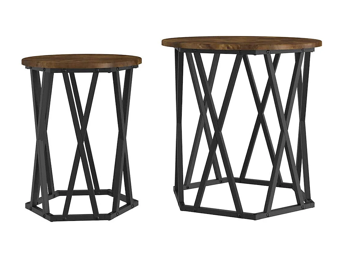 Table basse 2 pièces Chêne fumé 50 x 50 x 50 cm