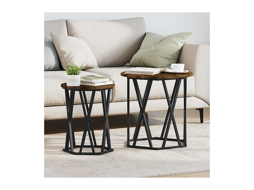 Table basse 2 pièces Chêne fumé 50 x 50 x 50 cm