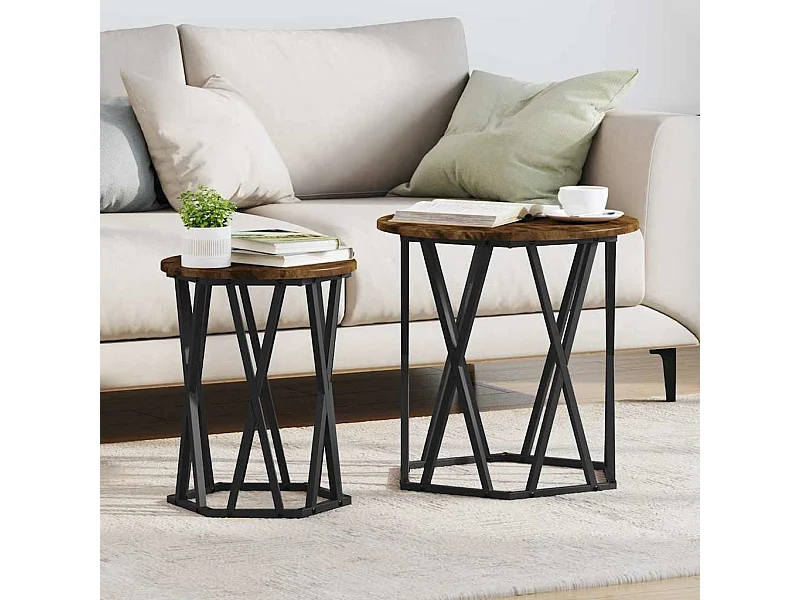 Table basse 2 pièces Chêne fumé 50 x 50 x 50 cm