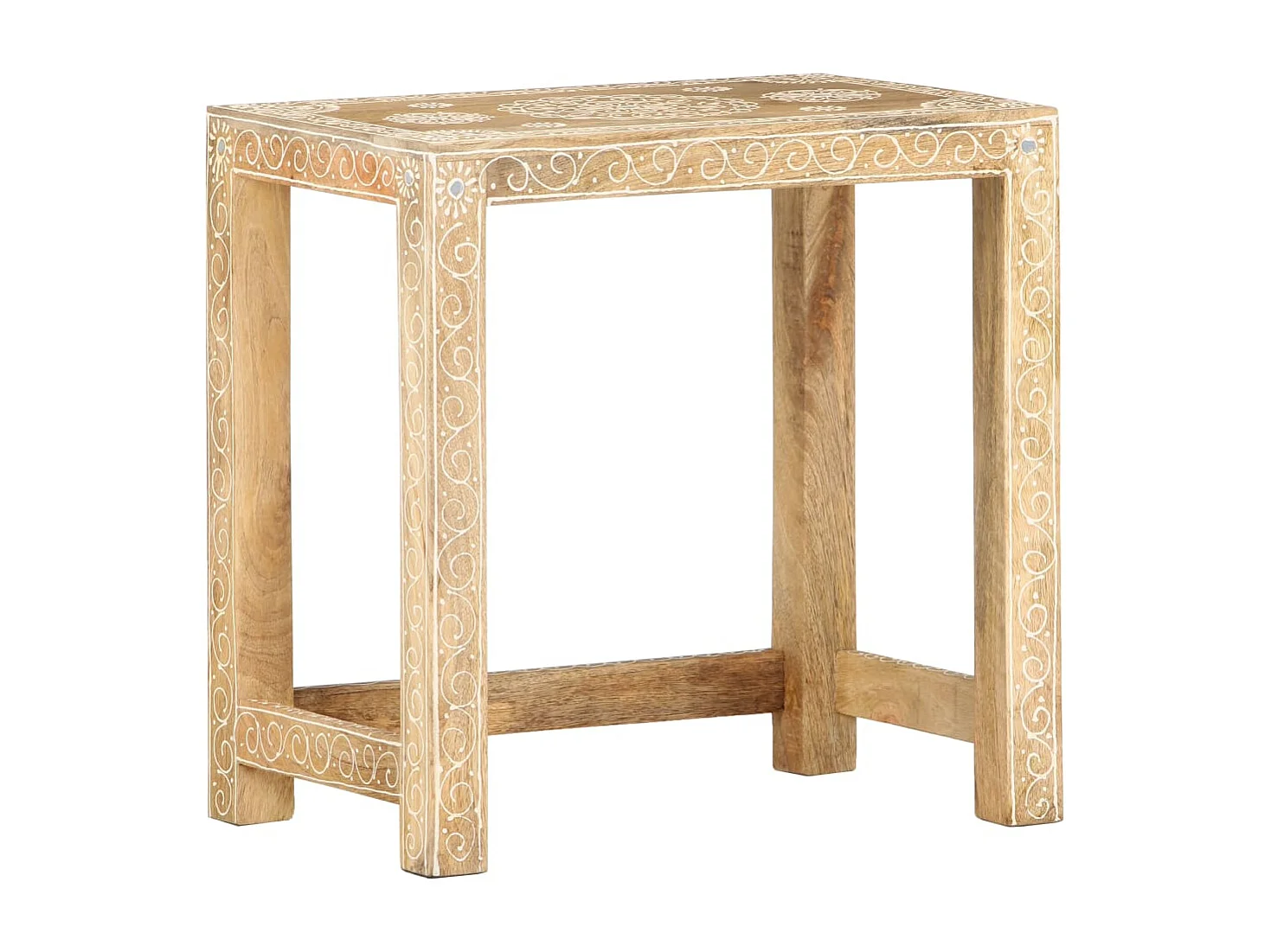 Tables d'appoint peintes à la main 2 pièces Bois de Manguier solide