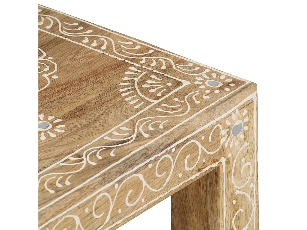 Tables d'appoint peintes à la main 2 pièces Bois de Manguier solide