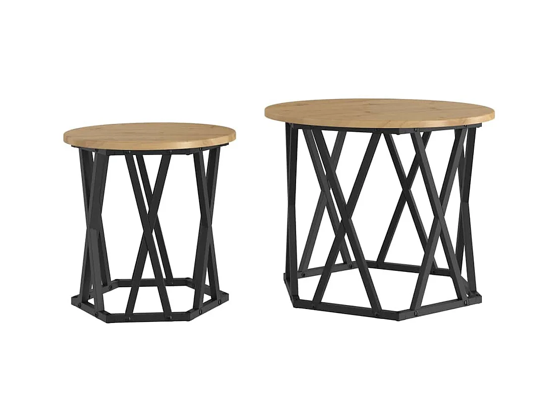 Mesa lateral 2 piezas Roble artisan 50 x 50 x 40 cm