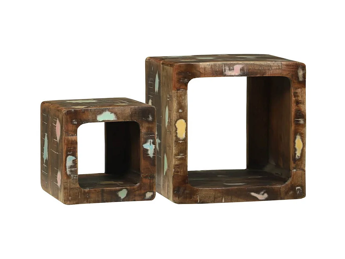 Table basse 2 pièces Multicolore bois de récupération massif