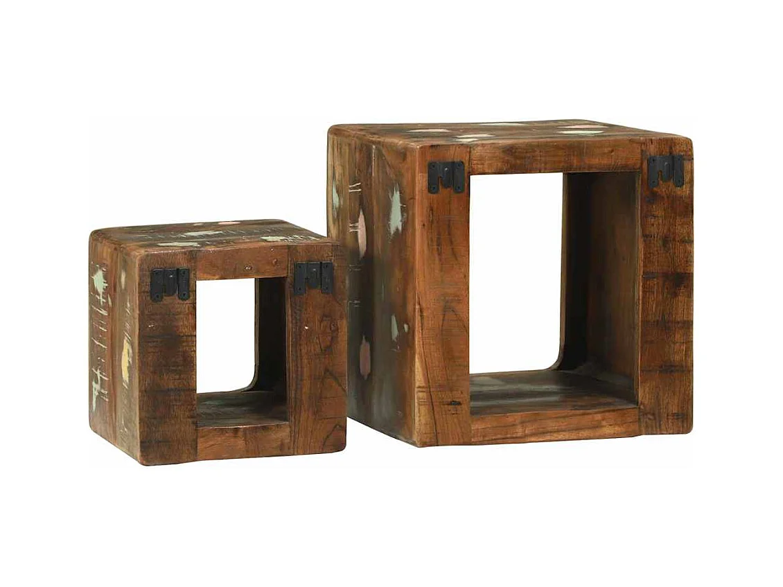 Table basse 2 pièces Multicolore bois de récupération massif