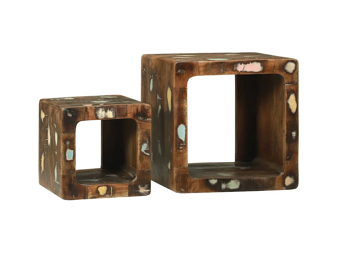 Table basse 2 pièces Multicolore bois de récupération massif