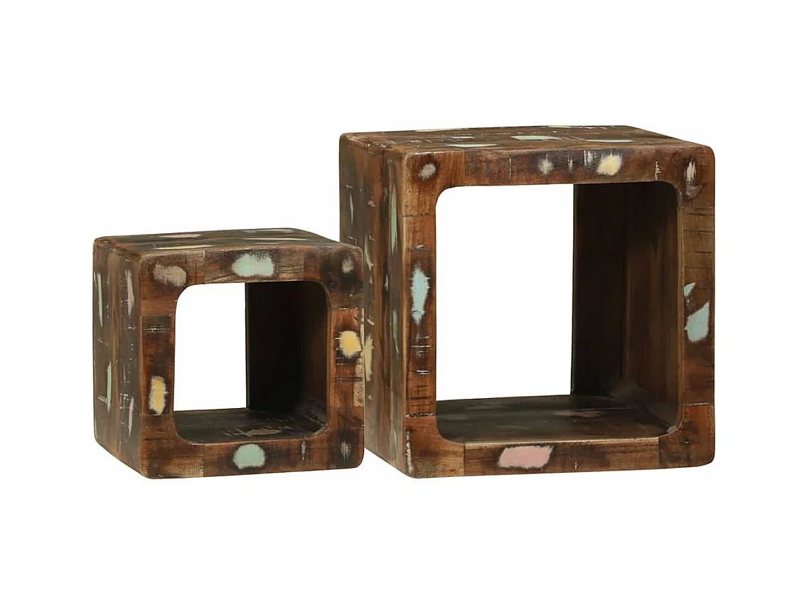 TV Eenheid met plank 2 pcs Multikleur massief gerecycled hout