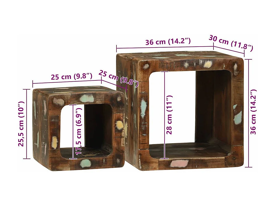 Unidad de Televisión 2 piezas Multicolor madera maciza reciclada