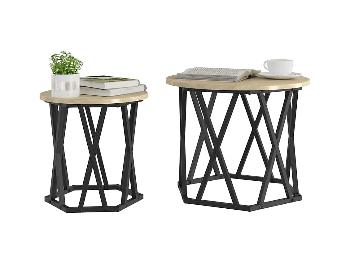 Table d'appoint 2 pièces Chêne sonoma 50 x 50 x 40 cm