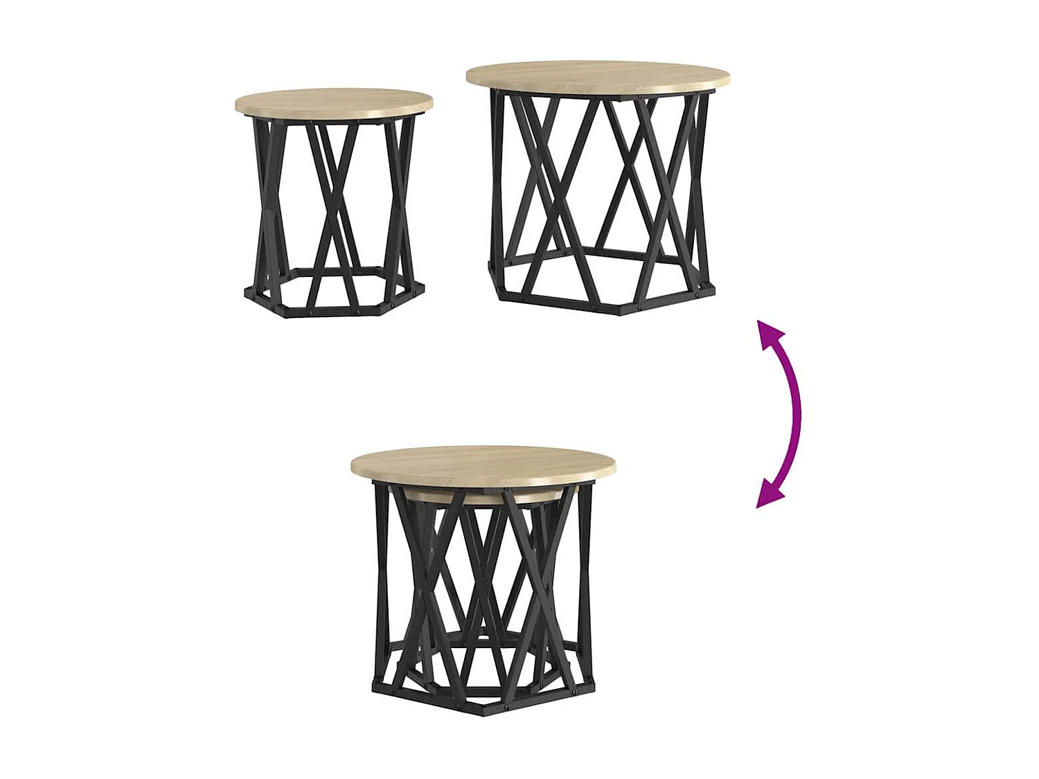 Table d'appoint 2 pièces Chêne sonoma 50 x 50 x 40 cm