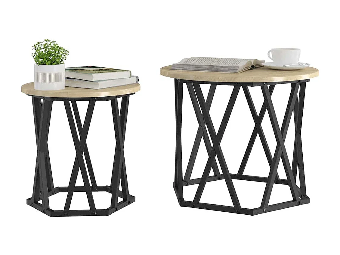 Table d'appoint 2 pièces Chêne sonoma 50 x 50 x 40 cm