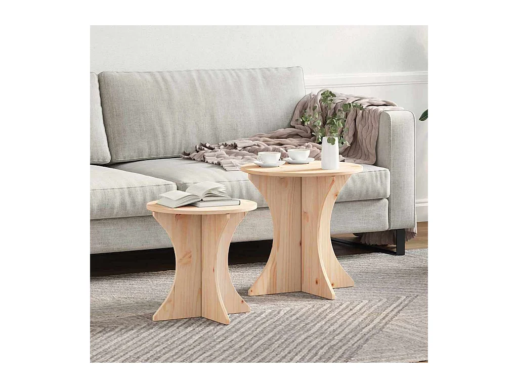 Table basse 2 pièces Naturel 46 x 46 x 47 cm Bois massif en pin