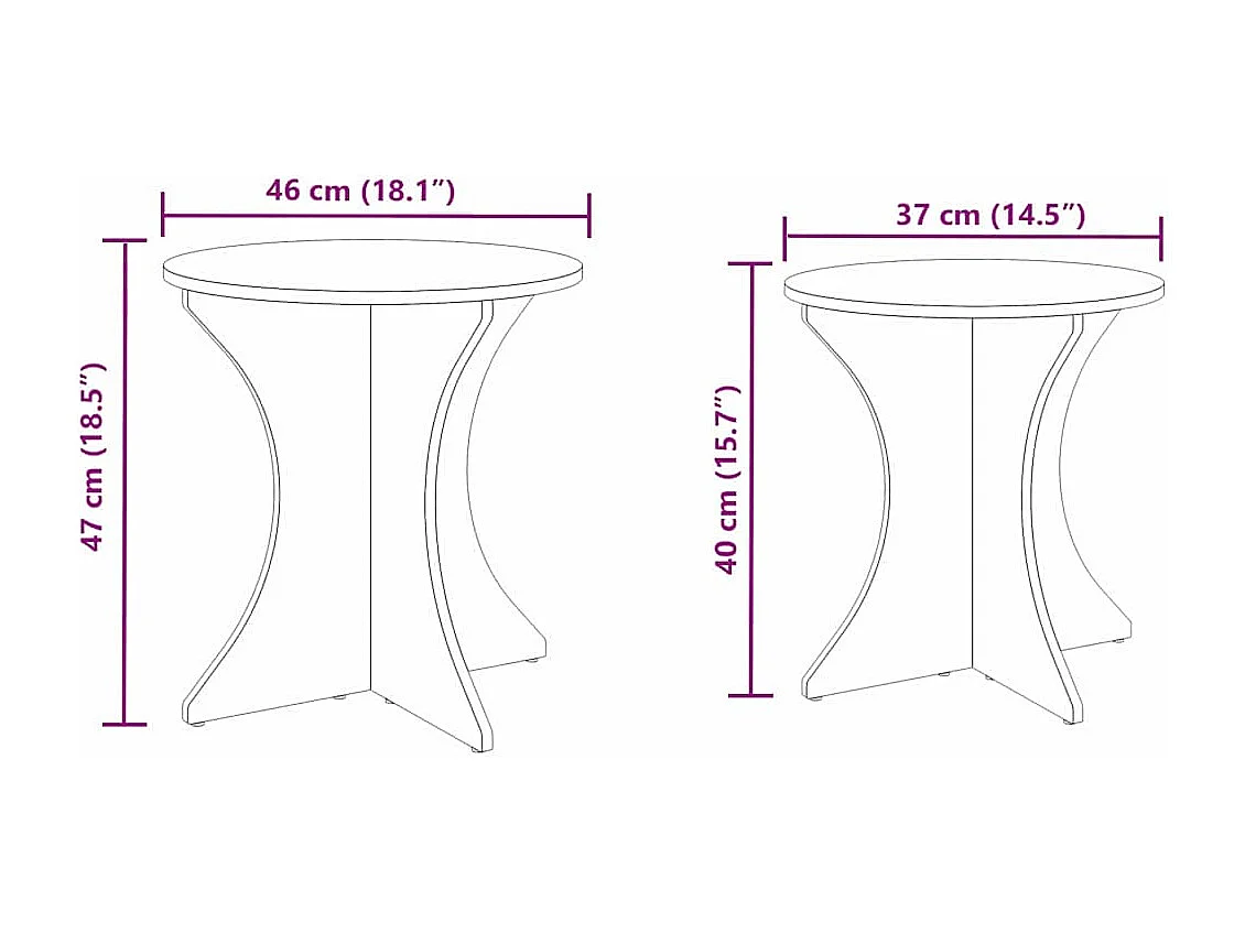 Table basse 2 pièces Naturel 46 x 46 x 47 cm Bois massif en pin