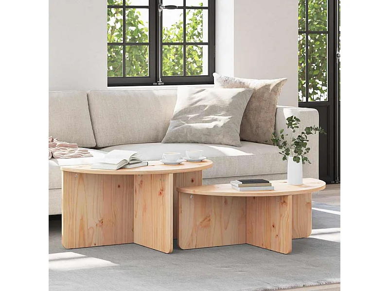 Mesa de centro 2 peças Natural 79 x 39.5 x 40 cm