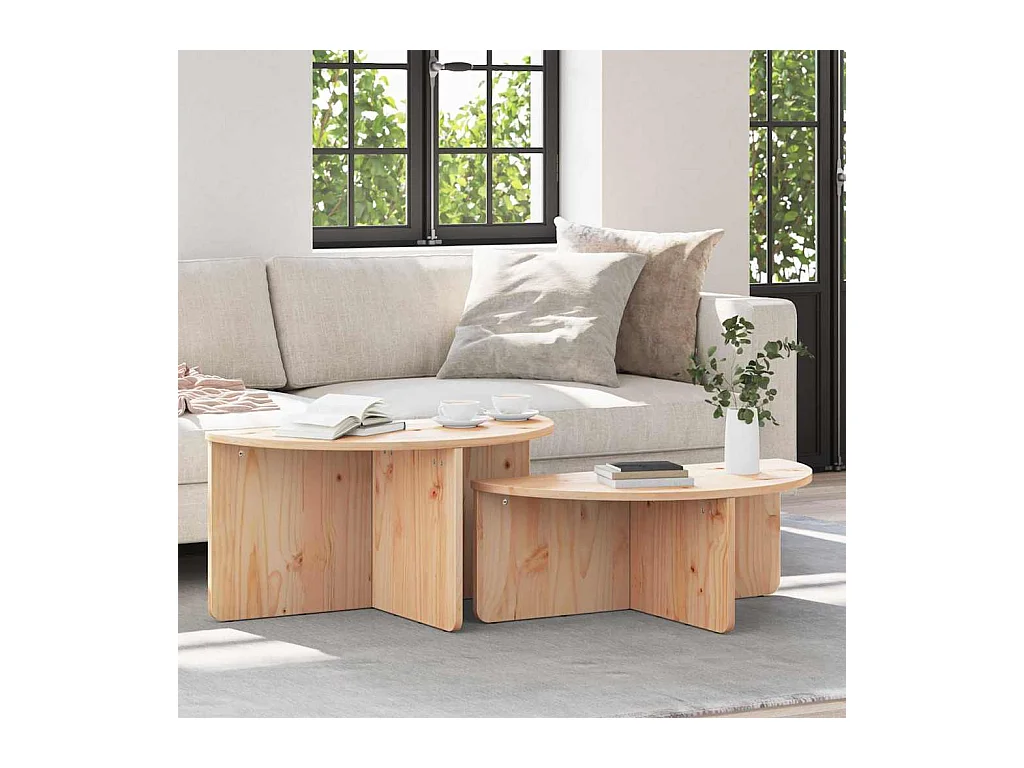 Table basse 2 pièces Naturel 79 x 39,5 x 40 cm Bois massif en pin