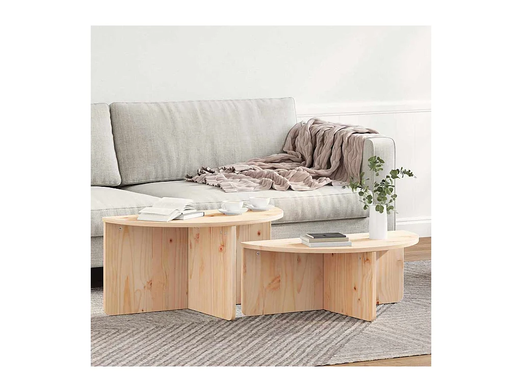 Table basse 2 pièces Naturel 79 x 39,5 x 40 cm Bois massif en pin