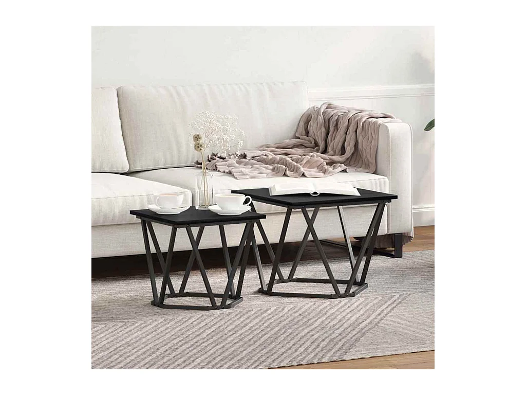 Ensemble de tables d'appoint 2 pièces Chêne noir 50 x 50 x 40 cm