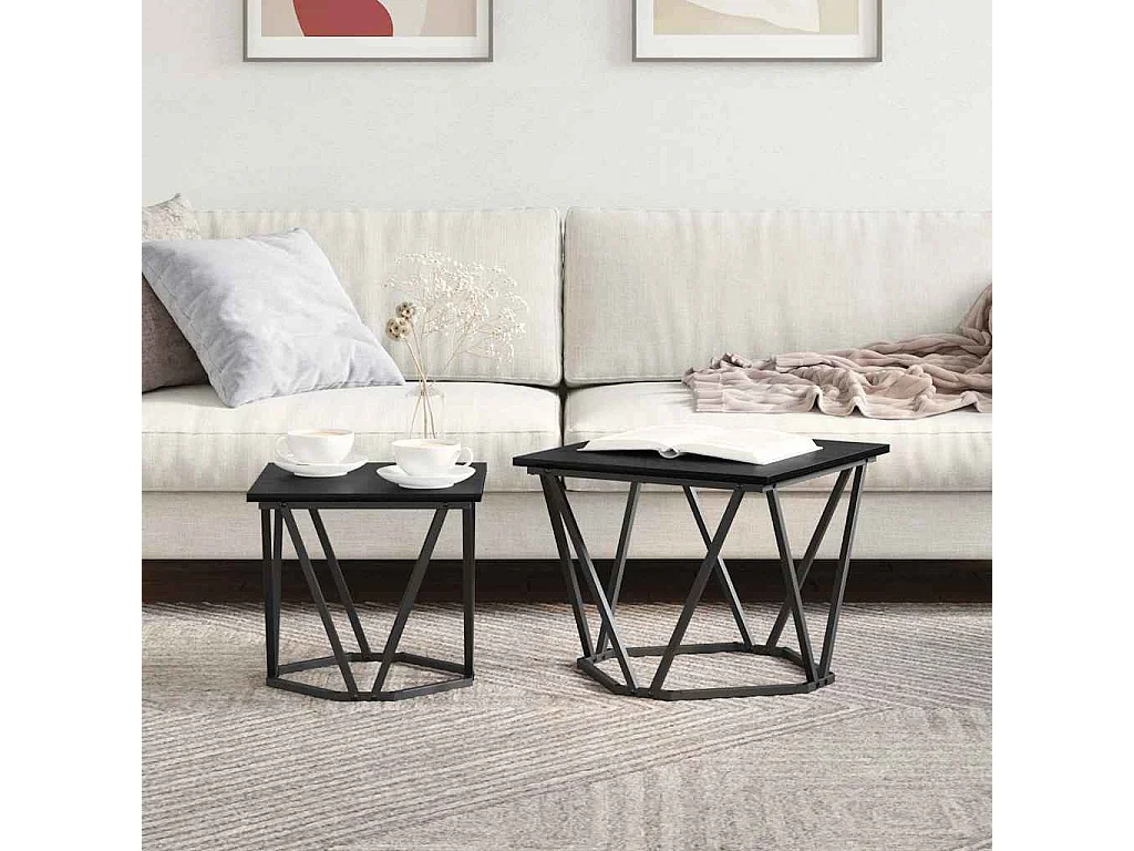 Ensemble de tables d'appoint 2 pièces Chêne noir 50 x 50 x 40 cm