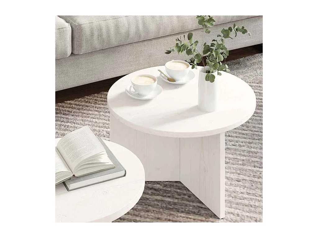 Table basse 2 pièces Blanc 49 x 49 x 28 cm Bois de pin massif