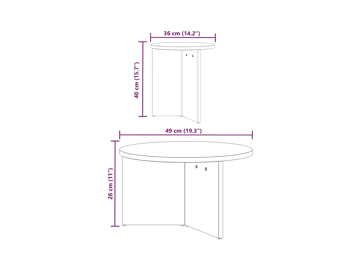 Table basse 2 pièces Blanc 49 x 49 x 28 cm Bois de pin massif