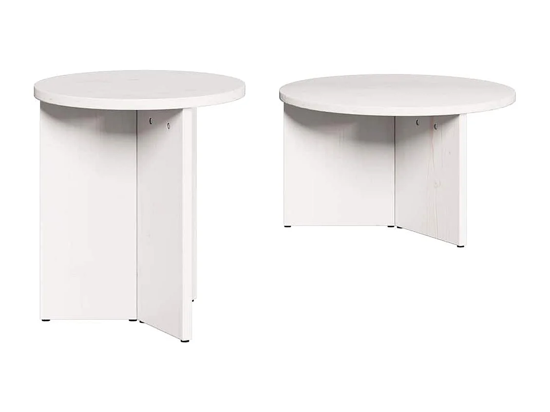 Table basse 2 pièces Blanc 49 x 49 x 28 cm Bois de pin massif