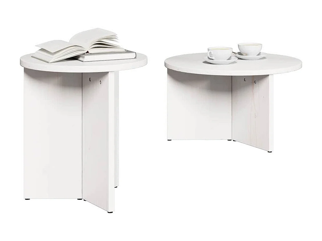 Table basse 2 pièces Blanc 49 x 49 x 28 cm Bois de pin massif