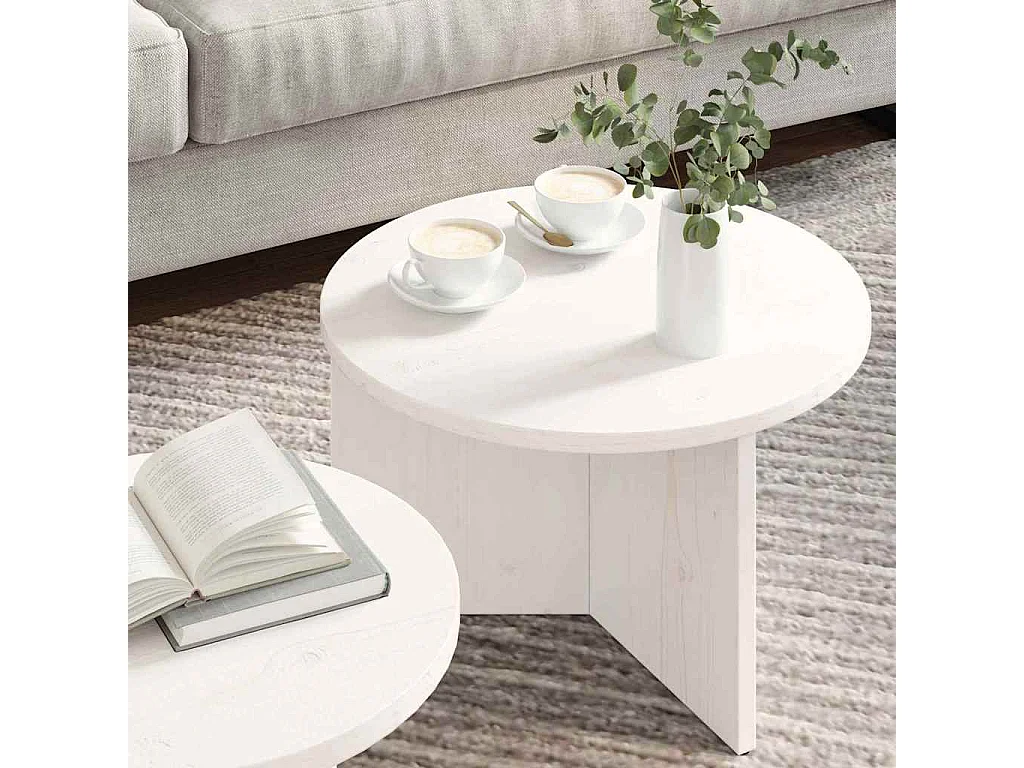 Table basse 2 pièces Blanc 49 x 49 x 28 cm Bois de pin massif