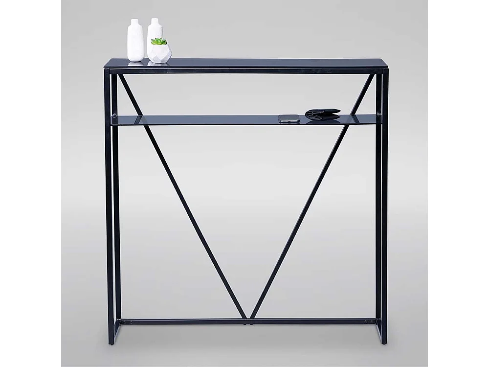 Garderobentisch in Schwarz Sicherheitsglas und Metall