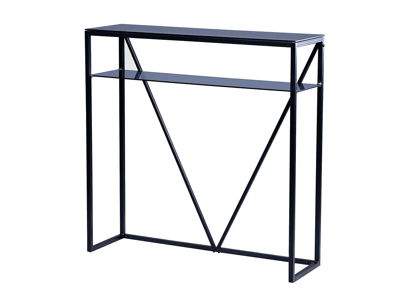 Garderobentisch in Schwarz Sicherheitsglas und Metall