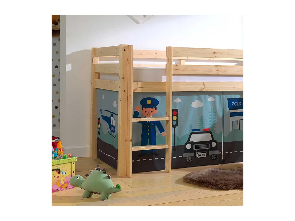 Kinder Hochbett Polizei mit Vorhang Set Rutsche