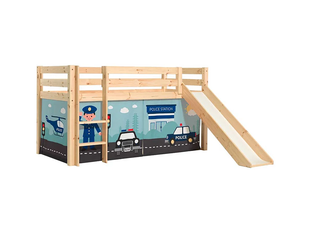 Kinder Hochbett Polizei mit Vorhang Set Rutsche